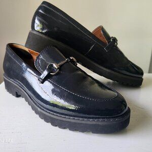 NWOT Franco Sarto Blue Patent Lug Sole Loafers | Size 10M | Horsebit Detail